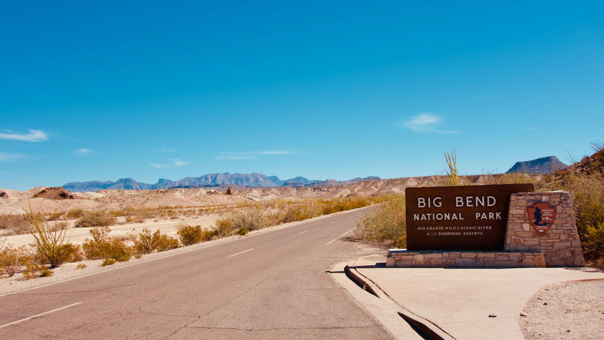 Schild des Nationalparks im Big Bend Nationalpark